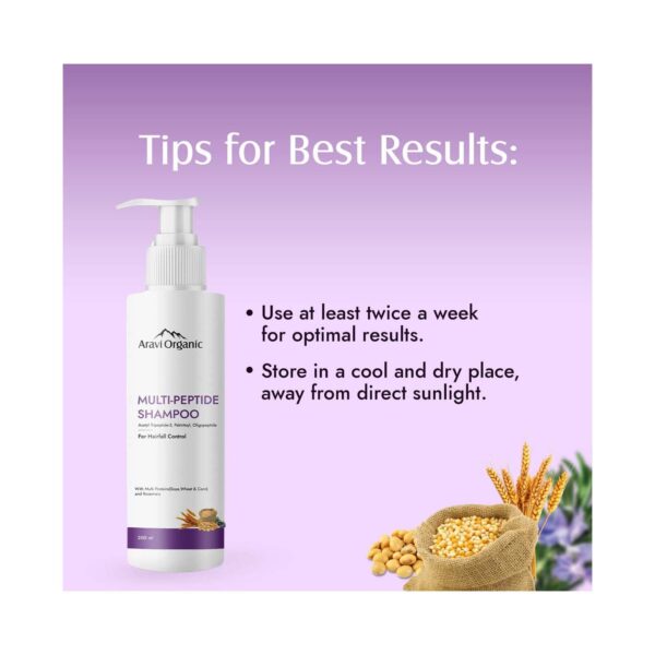 Aravi Organic Multi Peptide Hairfall Shampoo - Acetyl Tripeptide 3, Oligopeptide & Rosemary (200 ml) - Aravi Organic
