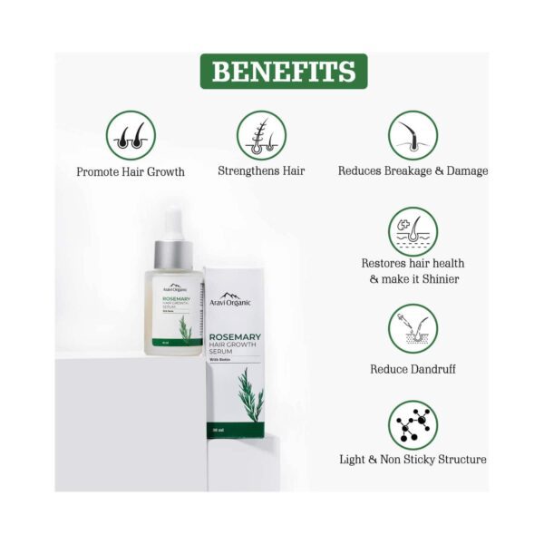Aravi Organic Rosemary Boosts Hair Growth Serum with Biotin (30 ml) - Aravi Organic