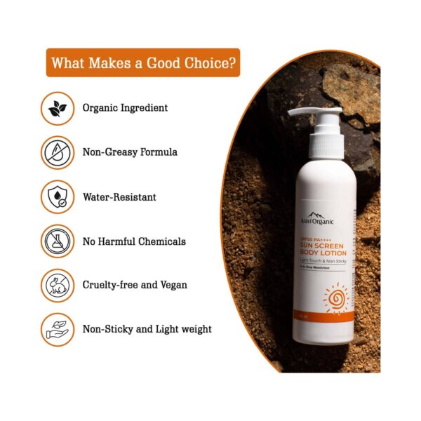 Aravi Organic SPF 50++++ Sunscreen Body Lotion For Naturally Nourish With UVA-B Protection (200 ml) - Aravi Organic