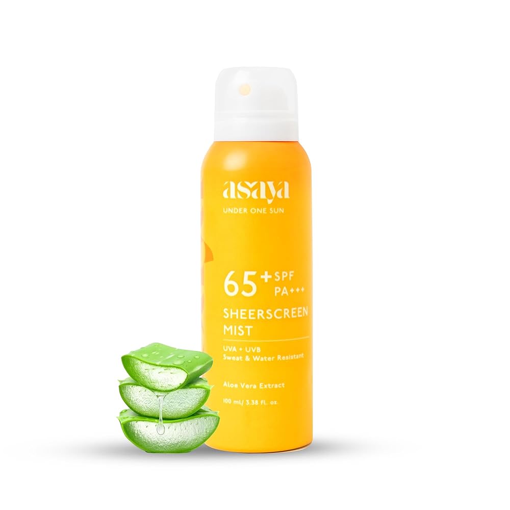 Asaya SPF 65+ Waterproof Sunscreen Spray | Broad Spectrum UVA/B Protection | Blue Light Sunscreen Protection | Quick Drying & Lightweight | No White Cast & Invisible Finish |...