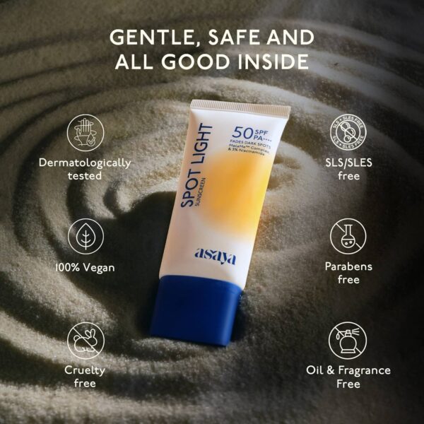 Asaya Spot Light Sunscreen SPF 50 PA++++ - Depigmentation|Dark spots & Acne Marks -(50 ml) - Asaya