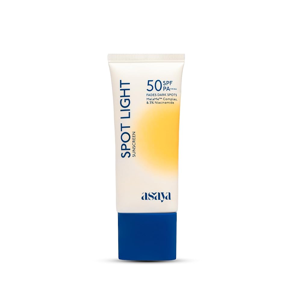 Asaya Spot Light Sunscreen SPF 50 PA++++ | UVA/B Blue Light Protect | Depigmentation Cream for Dark Spots & Acne Marks | MelaMe ComplexTM, Niacinamide & Licorice | Oil-free |...