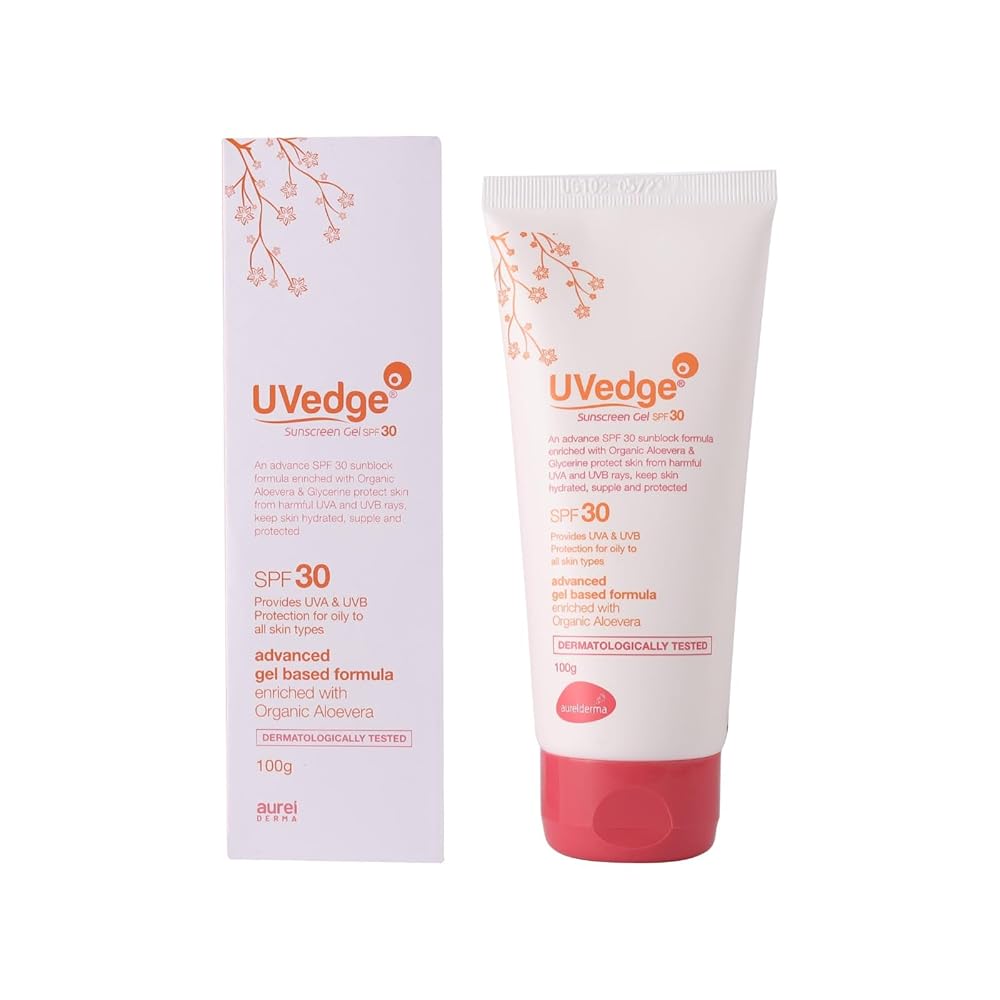 Aurelderma Uvedge Spf 30 Sunscreen Gel | Lightweight | Uva/uvb | Brightens & Hydrates Skin |no White Cast | For All Skin Types 100ml