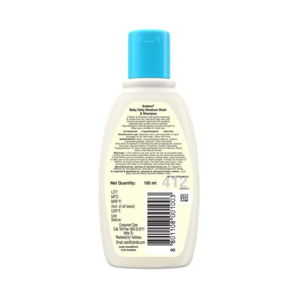 Aveeno Baby Daily Moisture Wash & Shampoo (100 ml) - Aveeno