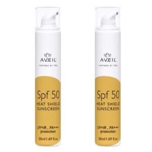 AVEIL Heat Shield Gel Sunscreen SPF 50 With PA+++ | For All Skin Types | Paraben & Paraffin free | Hydrating Sunscreen | Sun Protection From UVA, UVB, IR | No White Caste | Pack...