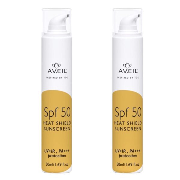 AVEIL Heat Shield Gel Sunscreen SPF 50 With PA+++ | For All Skin Types | Paraben & Paraffin free | Hydrating Sunscreen | Sun Protection From UVA, UVB, IR | No White Caste | Pack...