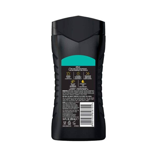 AXE Africa (250 ml) & Apollo (250 ml) 3 In 1 Body Face & Hair Wash For Men Long Lasting Combo - AXE