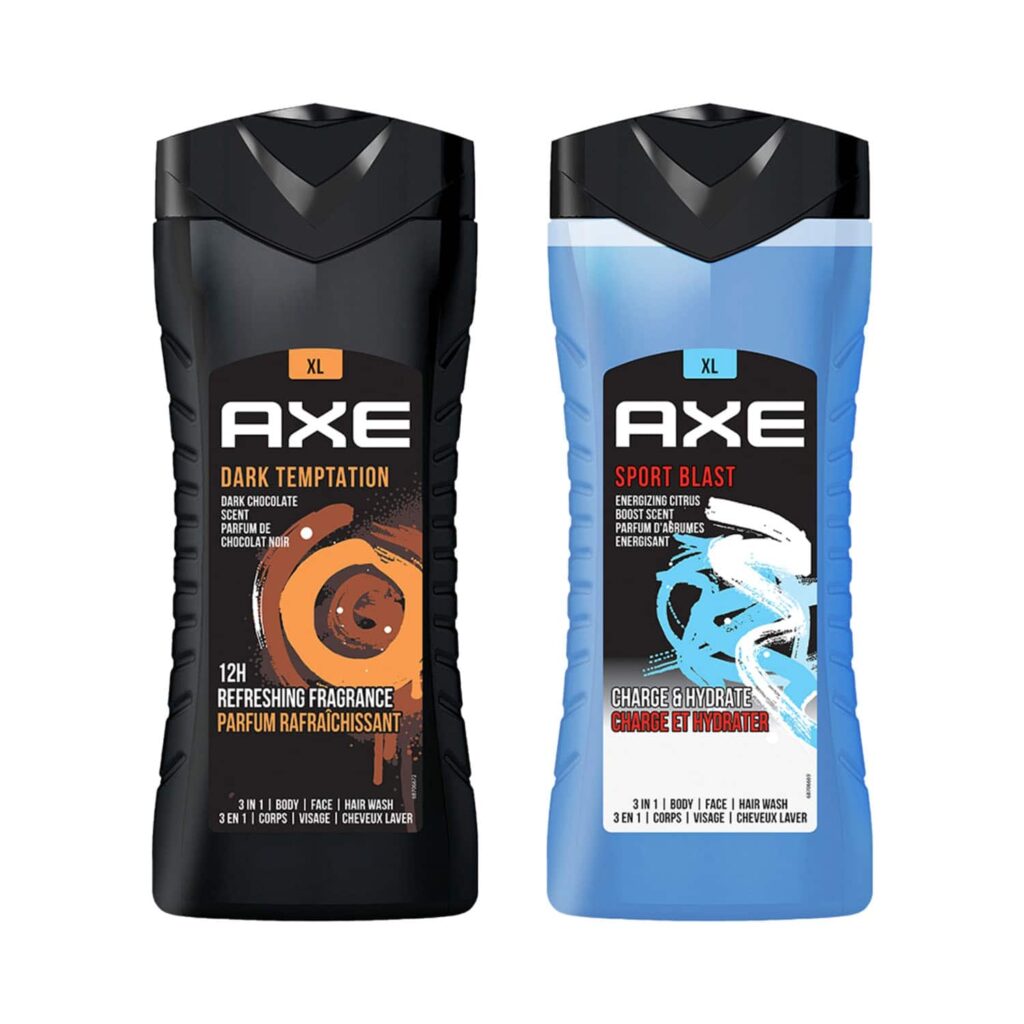 Axe Dark Temptation & Sports Blast 3 In 1 Body Face & Hair Wash for Men Long-Lasting Fragrance Combo - AXE