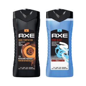 Axe Dark Temptation & Sports Blast 3 In 1 Body Face & Hair Wash for Men Long-Lasting Fragrance Combo - AXE