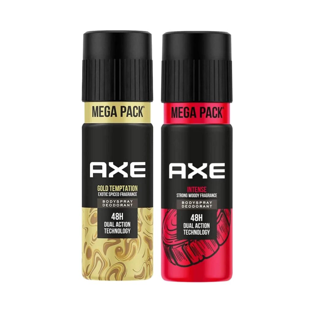 AXE Gold Temptation (215 ml) & Intense (215 ml) Long Lasting Deodorant Bodyspray For Men Combo - AXE