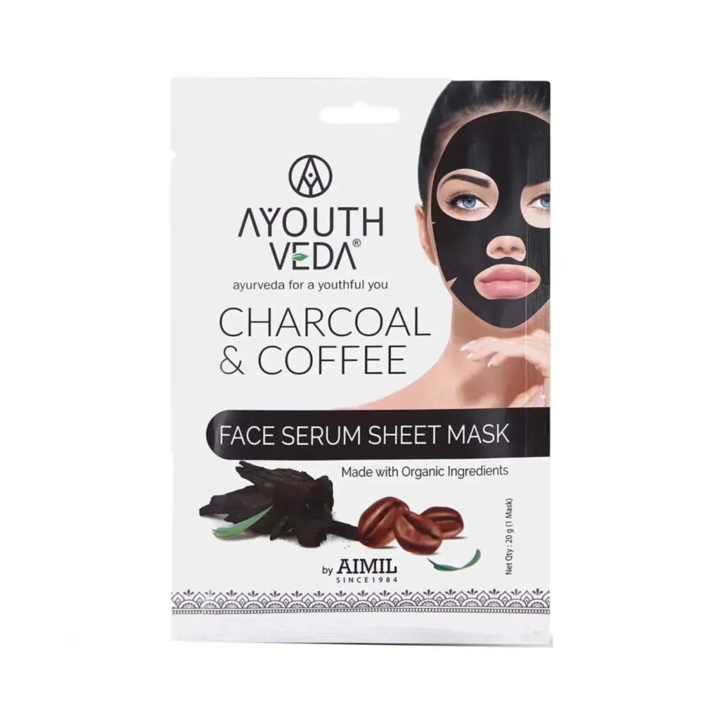 Ayouthveda Charcoal & Coffee Face Serum Sheet Mask - (20g) - Ayouthveda