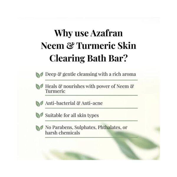 Azafran Active Botanicals Neem & Turmeric Skin Clear Bath Bar - (100g) - Azafran Active Botanicals