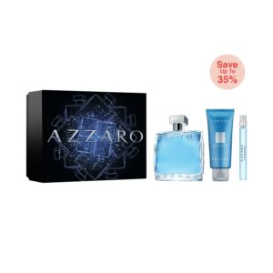Azzaro Chrome Set Include Eau De Toilette with Hair & Body Wash & Travel Size Spray (3Pcs) - Azzaro