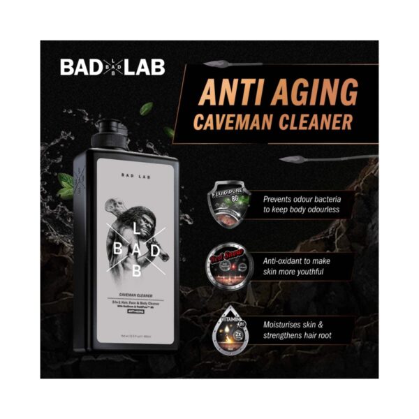 Bad Lab Caveman 3-In-1 Anti Aging Hair, Face And Body Cleaner (400ml) - Bad Lab