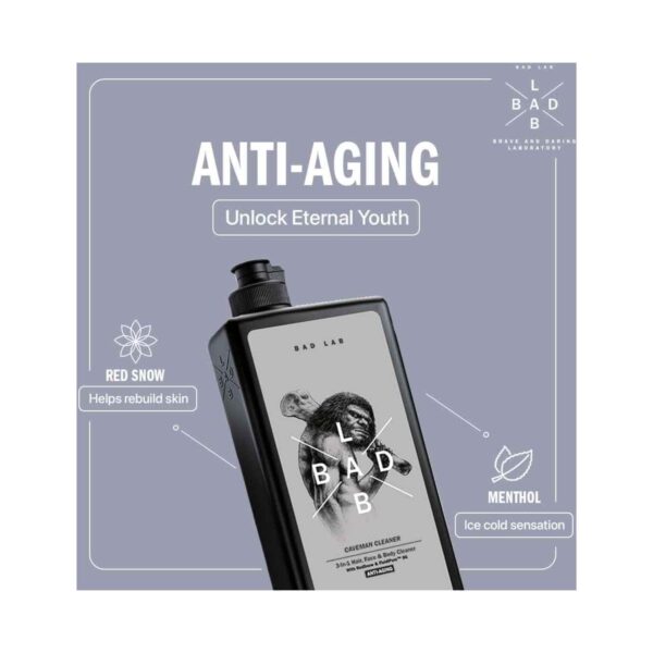 Bad Lab Caveman 3-In-1 Anti Aging Hair, Face And Body Cleaner (400ml) - Bad Lab