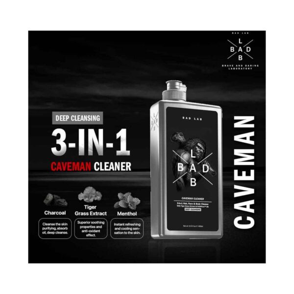 Bad Lab Caveman 3-In-1 Deep Cleansing Hair, Face And Body Cleaner (400ml) - Bad Lab
