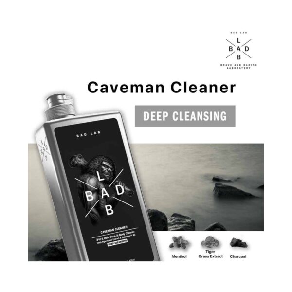 Bad Lab Caveman Cleaner 3-In-1 Hair, Face, Body Cleaner Deep Cleansing (400 ml) (Pack Of 2) - Bad Lab