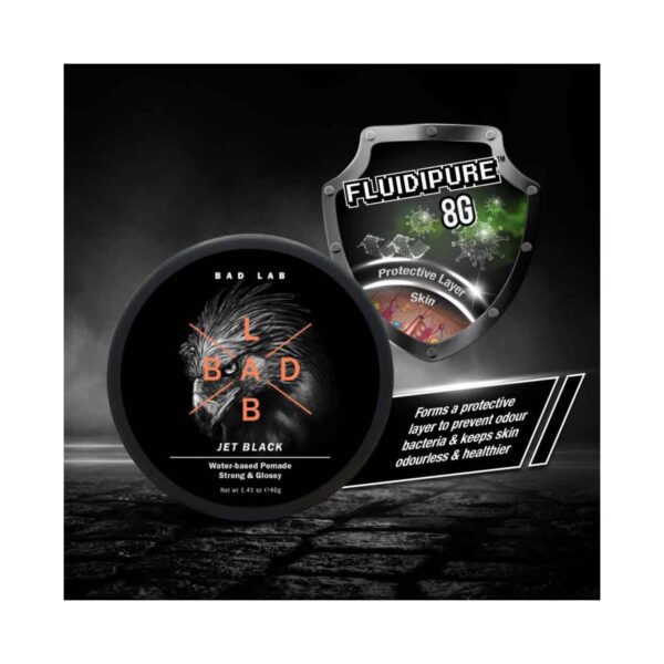 Bad Lab Jet Black Strong & Glossy Water-Based Pomade (40g) - Bad Lab