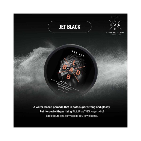 Bad Lab Jet Black Strong & Glossy Water-Based Pomade (40g) - Bad Lab