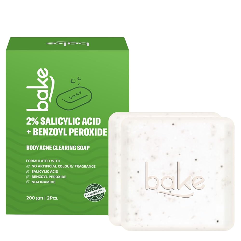 BAKE 2% Salicylic Acid Soap (2 pcs) Scrub Treatment with Niacinamide for Body & Back Acne, Reduces Strawberry Legs | Fades Dark Spots | Non Drying Formula | Soap For Men & Women...