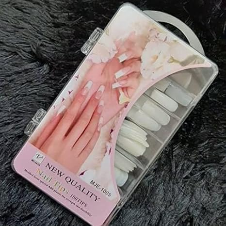 BANIRA acrylic translucent press on nails artifical designer white bow & pearl 100 pieces combo set with kit beautiful fake false nails Pack of 100