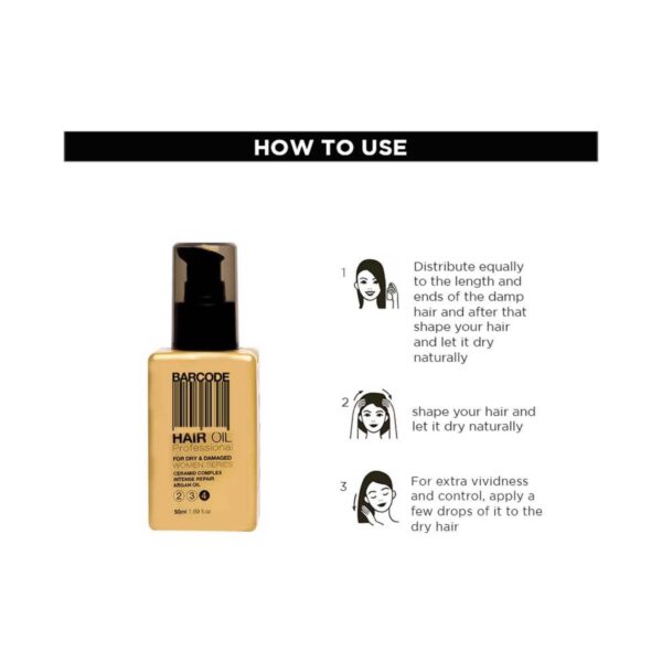 Barcode Professional Hair Oil For Dry Damaged Hair - BCOL003 (50 ml) - Barcode Professional