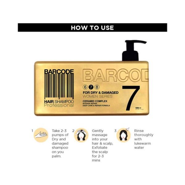 Barcode Professional Shampoo For Dry & Damaged Hair - BCSH005 (1000 ml) - Barcode Professional