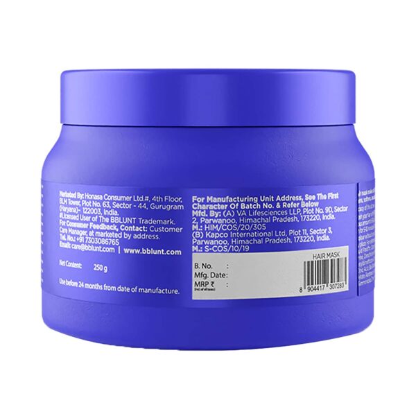 BBlunt Intense Moisture Hair Mask With Jojoba Oil & Vitamin E For Nourished & Shiny Hair (250g) - BBlunt