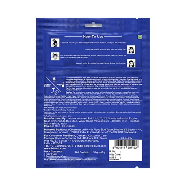 BBlunt Intense Moisture Heat Hair Spa Mask With Jojoba Oil & Vitamin E (70g) - BBlunt