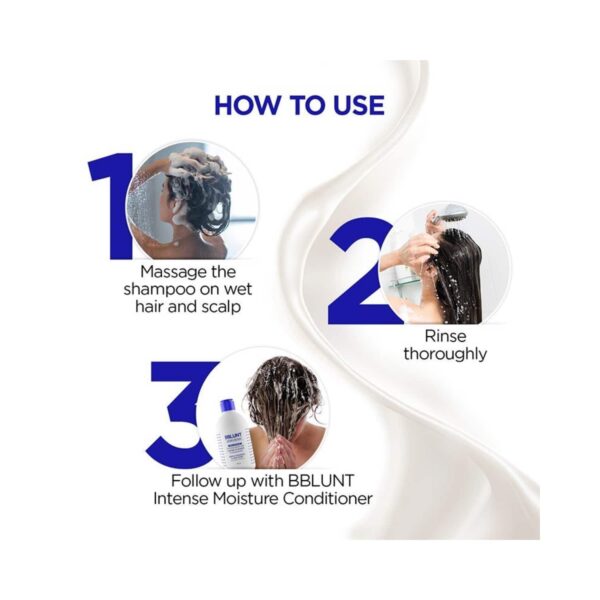 BBlunt Intense Moisture Shampoo With Jojoba And Vitamin E For Dry & Frizzy Hair (300ml) - BBlunt
