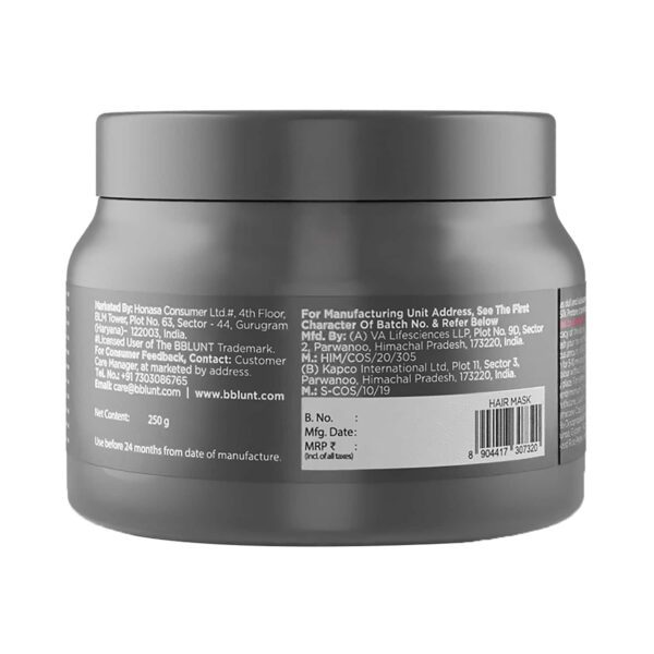 BBlunt Intense Shine Hair Mask With Rice & Silk Protein For Softer & Shinier Hair (250g) - BBlunt