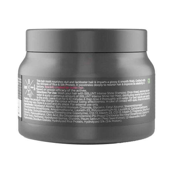 BBlunt Intense Shine Hair Mask With Rice & Silk Protein For Softer & Shinier Hair (250g) - BBlunt