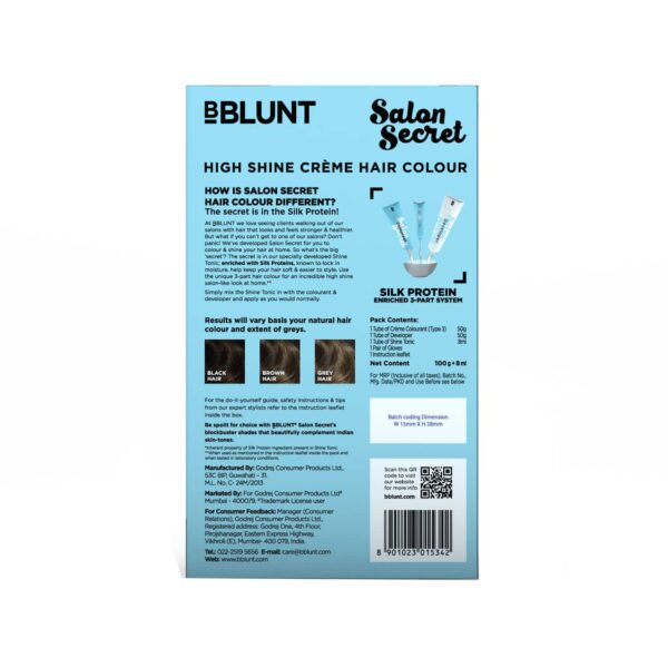 BBlunt Salon Secret High Shine Cream Hair Color - 03 Chocolate Dark Brown (100g+8ml) - BBlunt