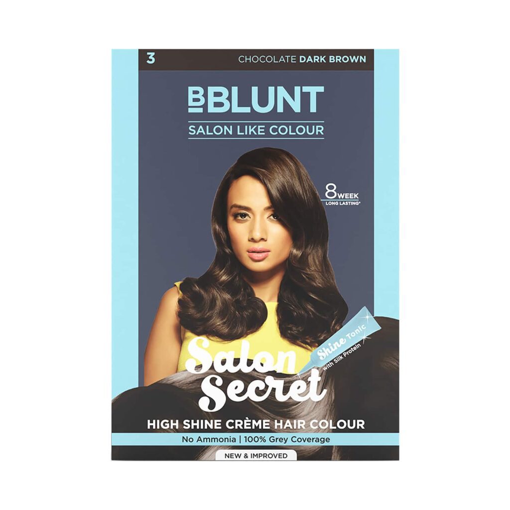 BBlunt Salon Secret High Shine Creme Hair Color - 3 Chocolate Dark Brown (152ml) - BBlunt