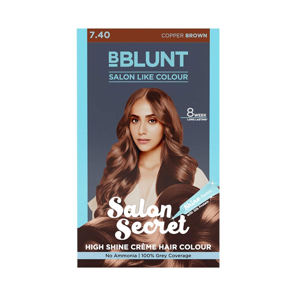 BBlunt Salon Secret High Shine Creme Hair Color - 7.40 Copper Brown (108ml) - BBlunt