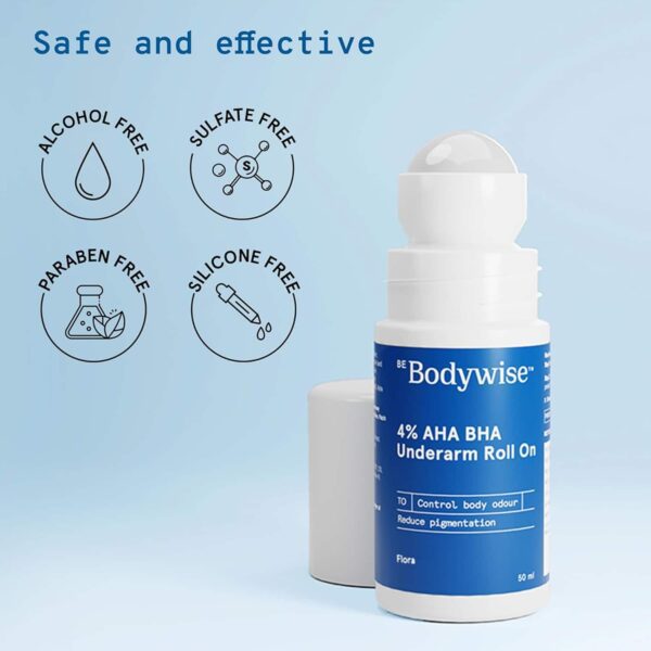Be Bodywise 4% AHA BHA Underarm Roll On Floral Fragrance (50ml) - Be Bodywise