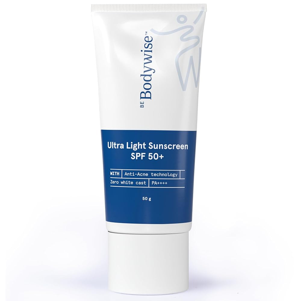 Be Bodywise Ultra Light Sunscreen SPF 50 PA+++ for Oily, Dry, Acne-prone Skin | Broad Spectrum Protection & Blue Light Protection | No White Cast | Non-Greasy | Korean Anti-Acne...