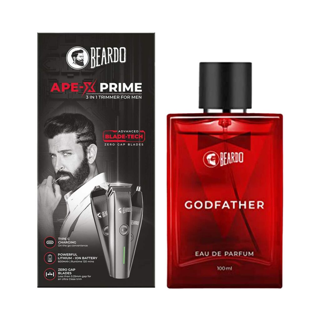 Beardo Ape-X 3-In-1 Prime Mutli Grooming Kit Trimmer & Godfather Eau De Parfum Combo (100 ml) - Beardo