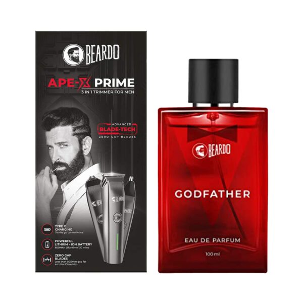 Beardo Ape-X 3-In-1 Prime Mutli Grooming Kit Trimmer & Godfather Eau De Parfum Combo (100 ml) - Beardo