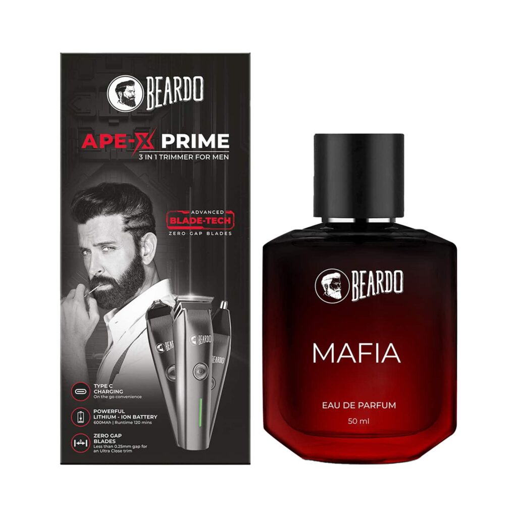 Beardo Ape-X 3-In-1 Prime Mutli Grooming Kit Trimmer & Mafia Eau De Parfum (50 ml) Combo - Beardo
