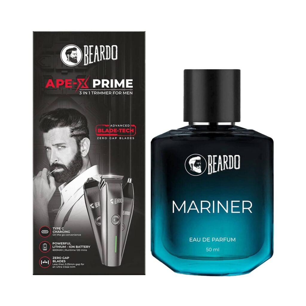 Beardo Ape-X 3-In-1 Prime Mutli Grooming Kit Trimmer & Mariner Eau De Parfum (50 ml) - Beardo