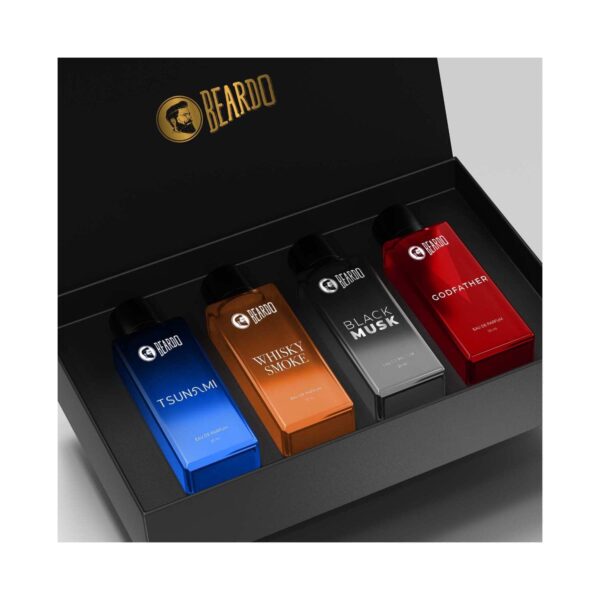 Beardo Assorted Perfume for Men Whisky Smoke Godfather Tsunami and Black Musk (4 x 20 ml) - Beardo
