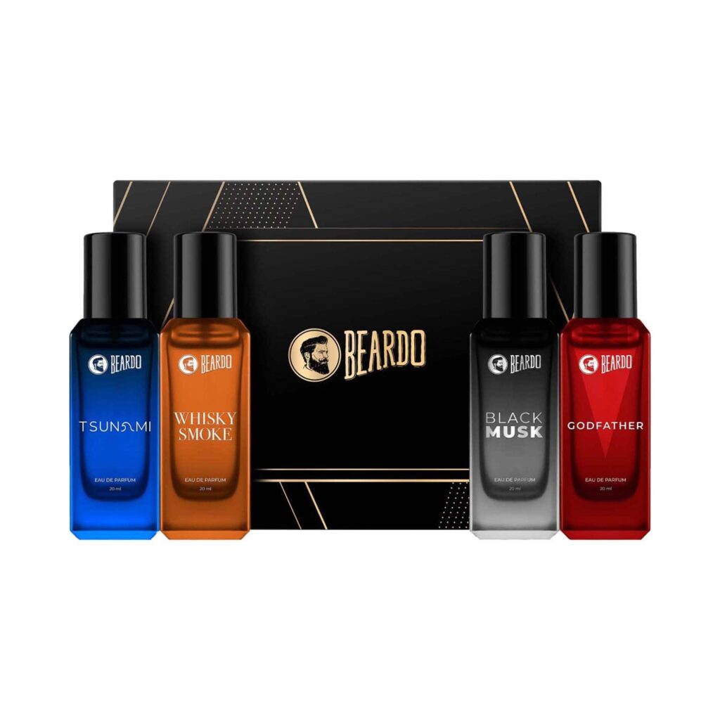 Beardo Assorted Perfume for Men Whisky Smoke Godfather Tsunami and Black Musk (4 x 20 ml) - Beardo