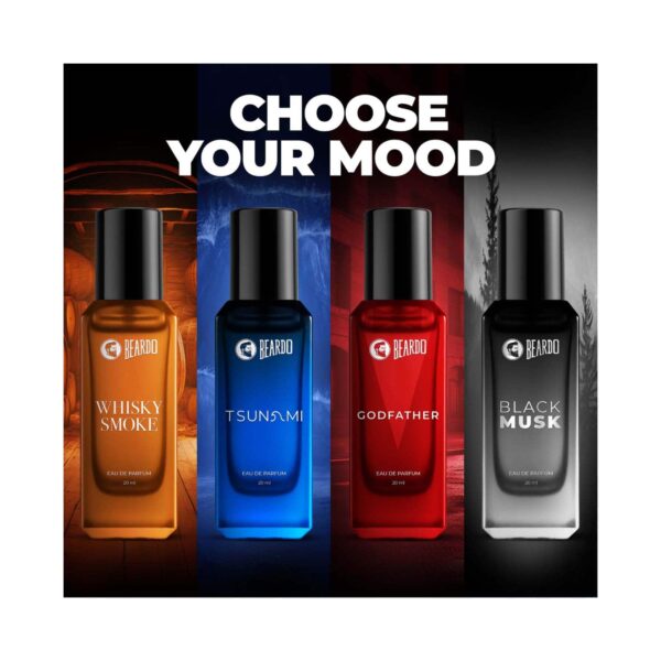 Beardo Assorted Perfume for Men Whisky Smoke Godfather Tsunami and Black Musk (4 x 20 ml) - Beardo