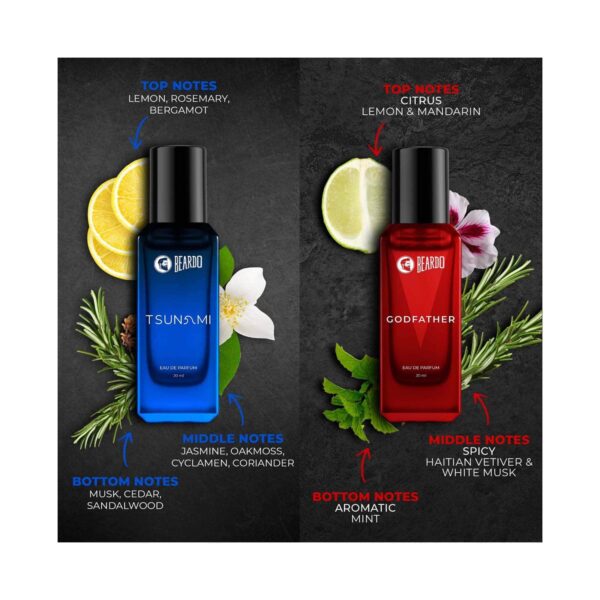 Beardo Assorted Perfume for Men Whisky Smoke Godfather Tsunami and Black Musk (4 x 20 ml) - Beardo