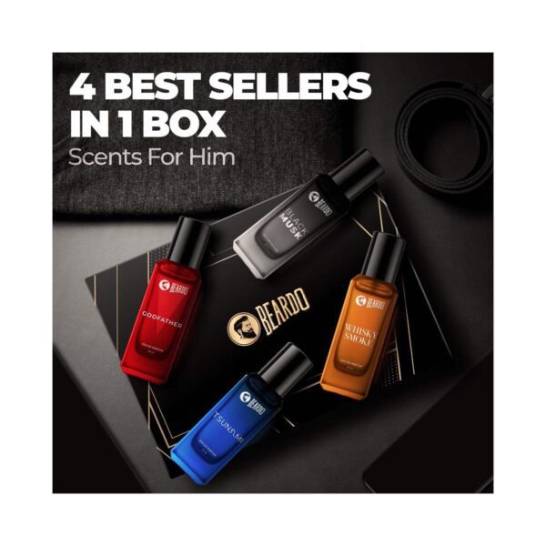 Beardo Assorted Perfume for Men Whisky Smoke Godfather Tsunami and Black Musk (4 x 20 ml) - Beardo
