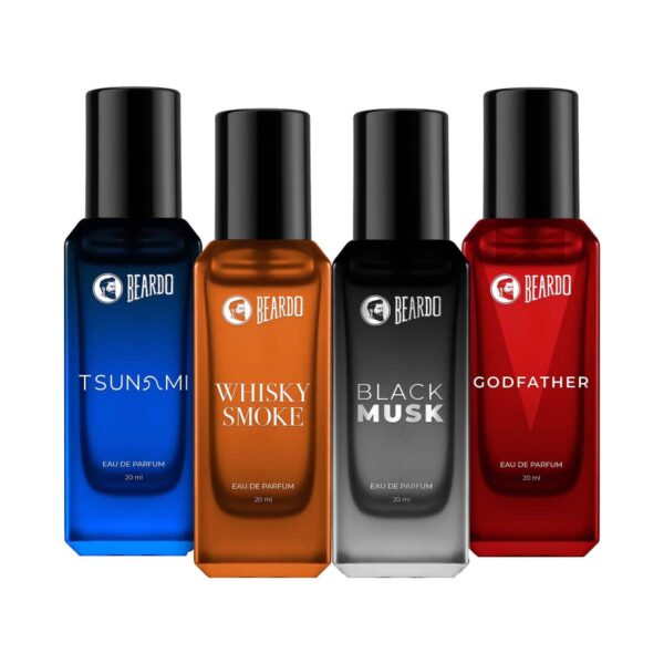 Beardo Assorted Perfume for Men Whisky Smoke Godfather Tsunami and Black Musk (4 x 20 ml) - Beardo