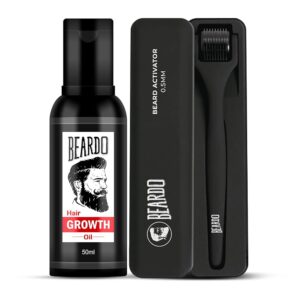 Beardo Beard Booster Combo | Beard Activator Advance Derma Roller for Men with 540 Chromium needles 0.5 mm | Beard and Hair Growth Oil - 50 ml for faster beard growth and...