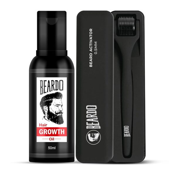 Beardo Beard Booster Combo | Beard Activator Advance Derma Roller for Men with 540 Chromium needles 0.5 mm | Beard and Hair Growth Oil - 50 ml for faster beard growth and...