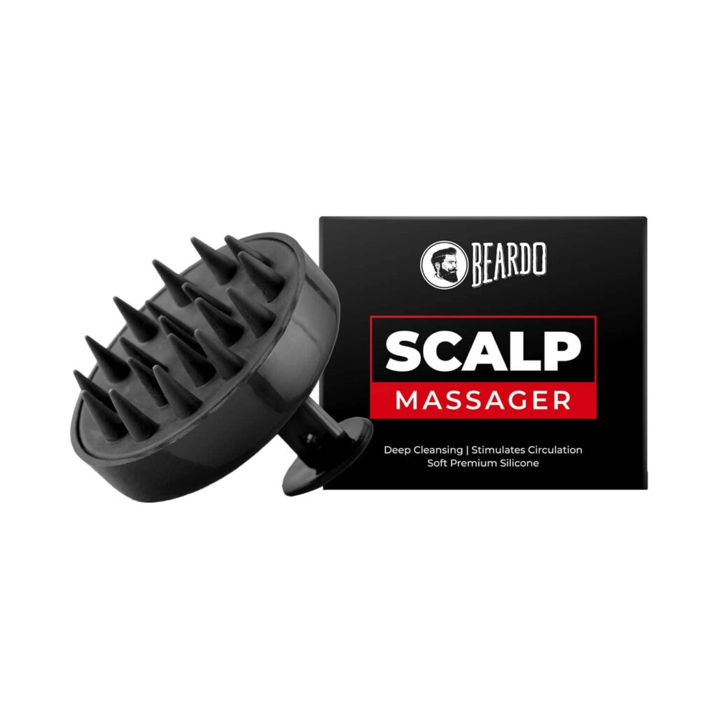 Beardo Black Hair Scalp Massager Brush with Soft Silicone Bristles - Beardo